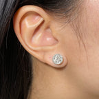 14K Gold Perfect Circle Stacked Diamond Baguette Earrings - additional product view 2