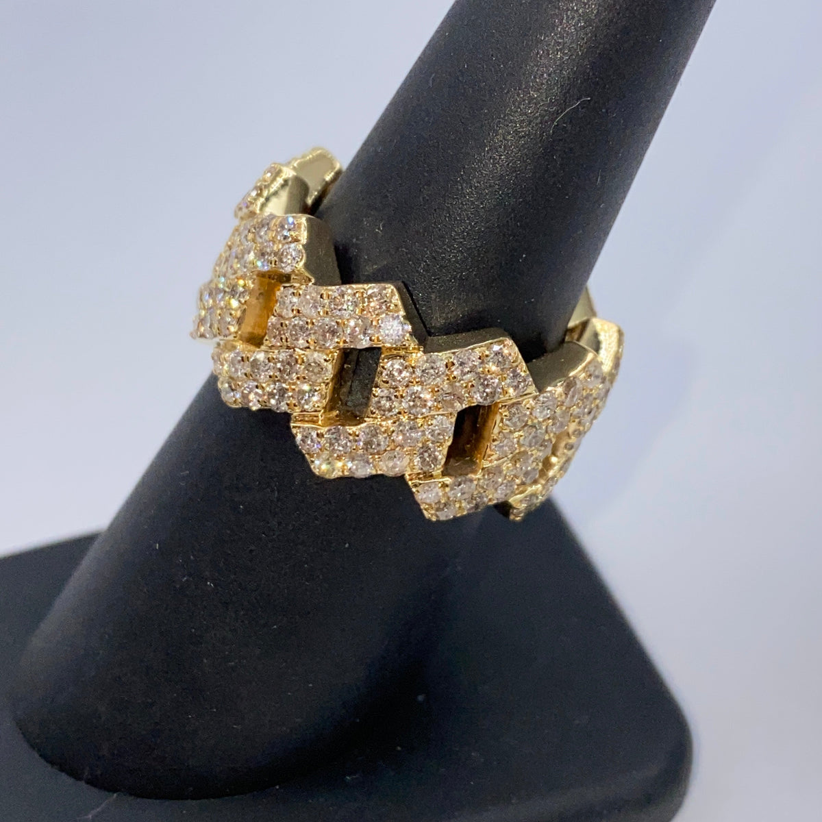 14K Gold 13mm Cuban Link Diamond Ring - additional product view 7