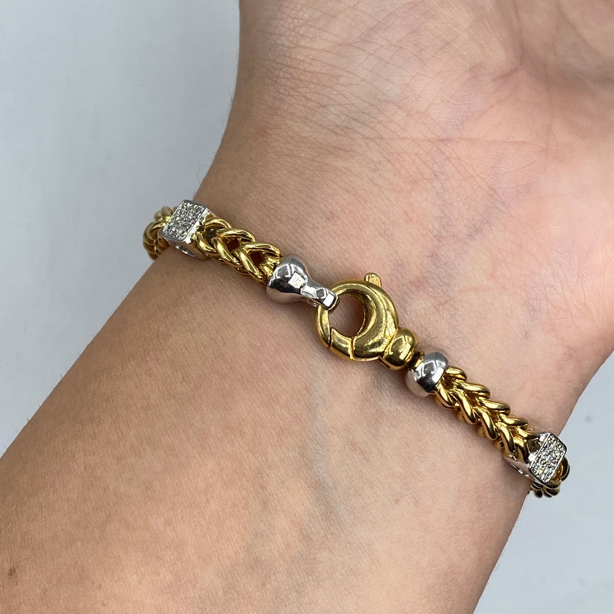 18K Gold Box Cuban Diamond Bracelet - additional product view 4