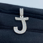 14K Gold Initial J Diamond Baguette Pendant - additional product view 4