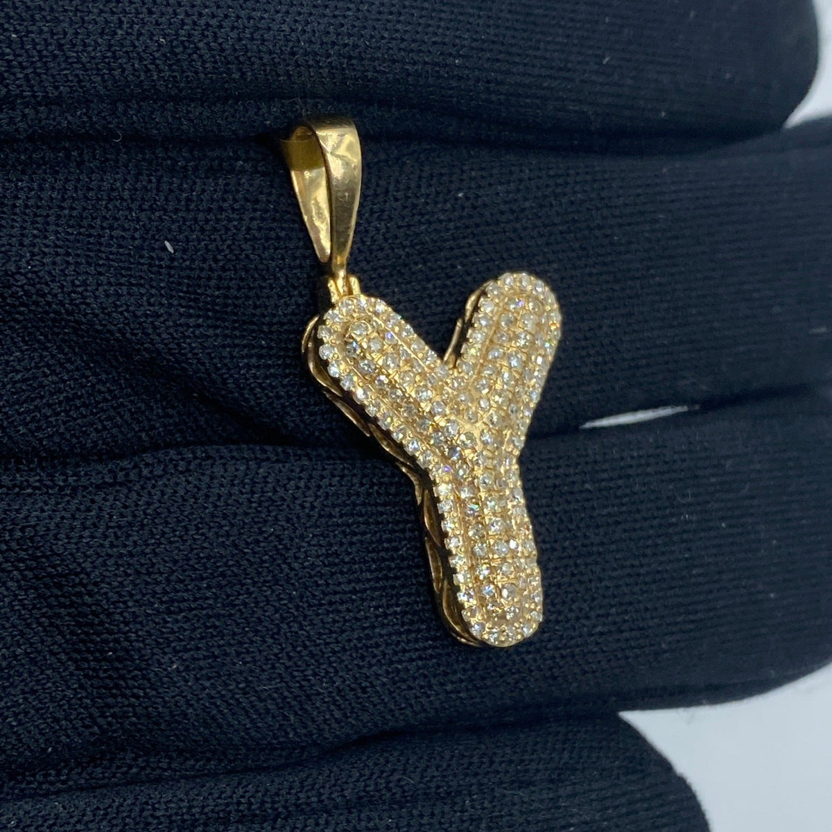 Initial Y Bubble Diamond Pendant - additional product view 3