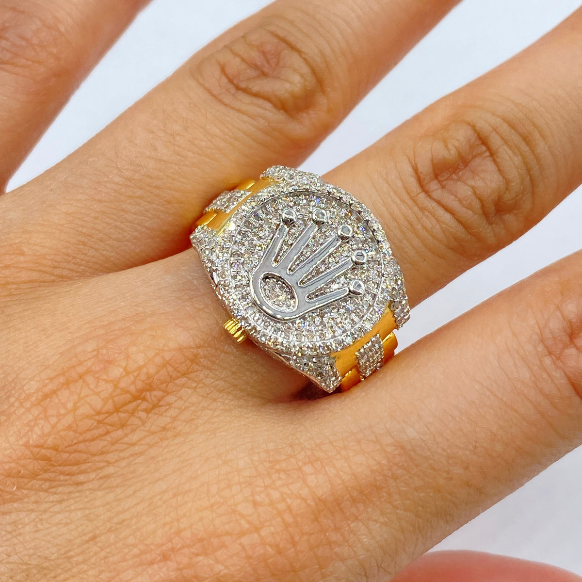 14K Gold Two-Tone Crown Diamond Ring - additional product view 2