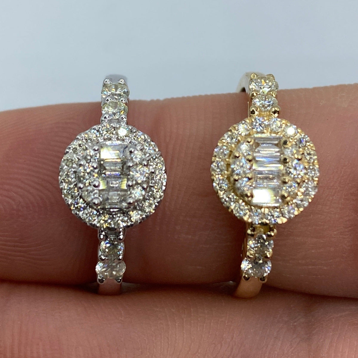 14K Gold Circle Diamond Baguette Engagement Ring - additional product view 4