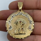 14K Gold Saint Caridad Del Cobre Round Medallion Pendant 2.0 in - additional product view 2
