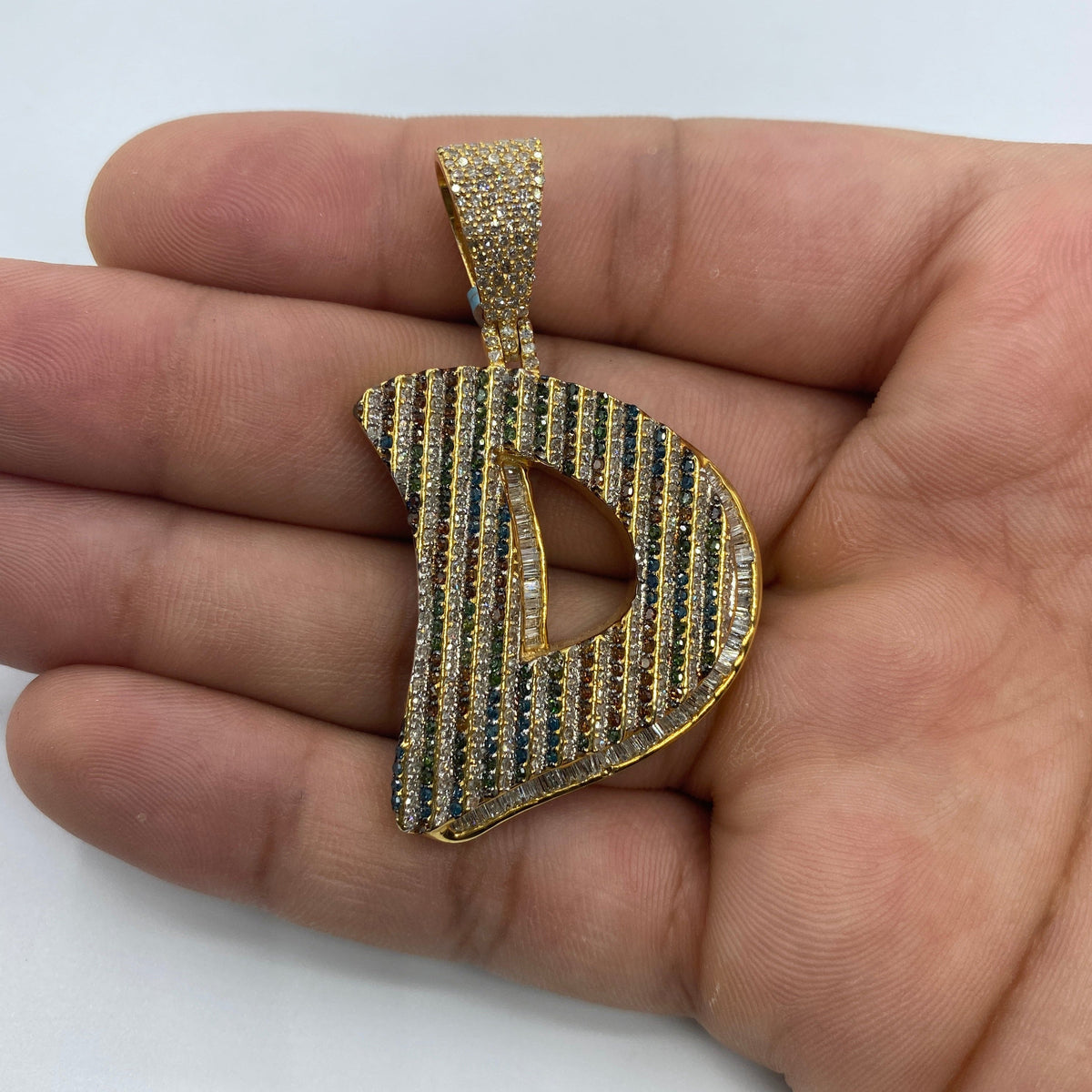 14K Gold Initial D Color Diamond Pendant - additional product view 2