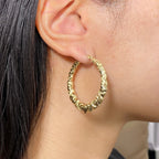 10K Gold Circle Puff Heart Hoop Earrings - additional product view 3