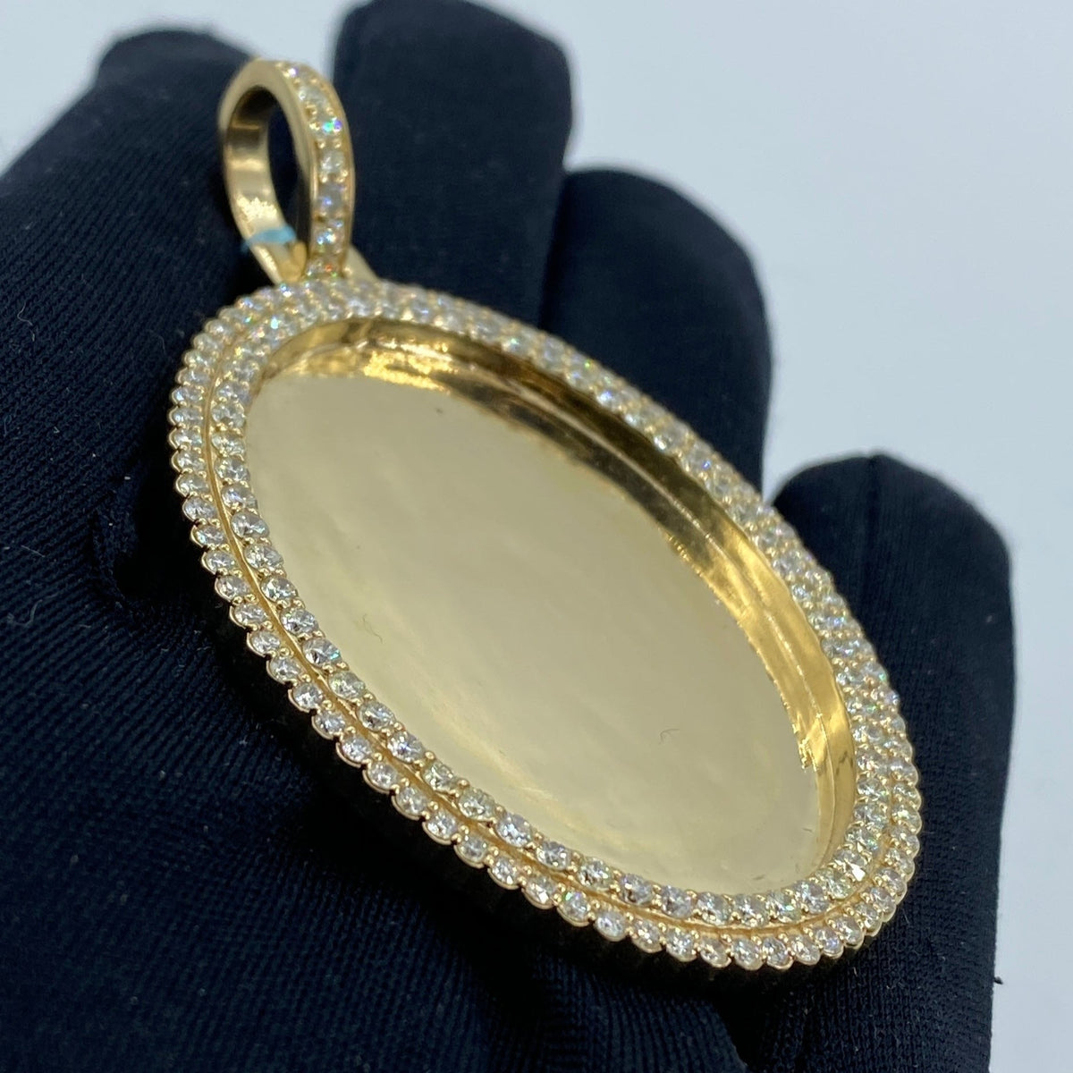 14K Gold Oval Diamond Picture Photo Pendant - additional product view 3