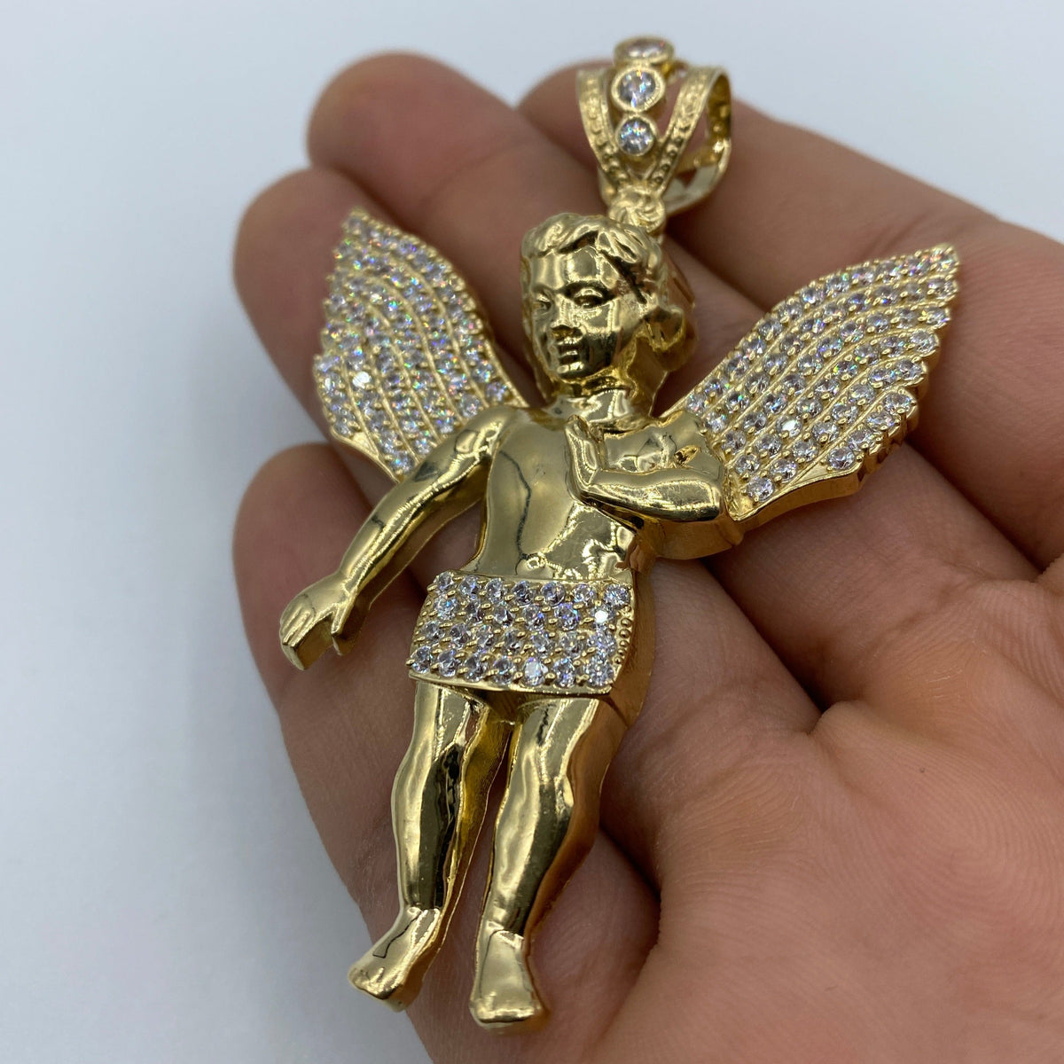14K Gold Baby Angel Pendant 3.0 in - additional product view 2