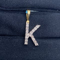 14K Gold Single Stone Initial K Diamond Pendant, Small - close-up product photo