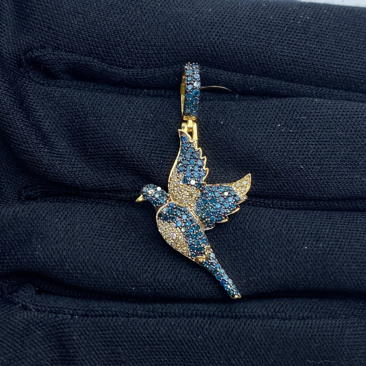 10K Gold Flying Bird Diamond Pendant - close-up product photo