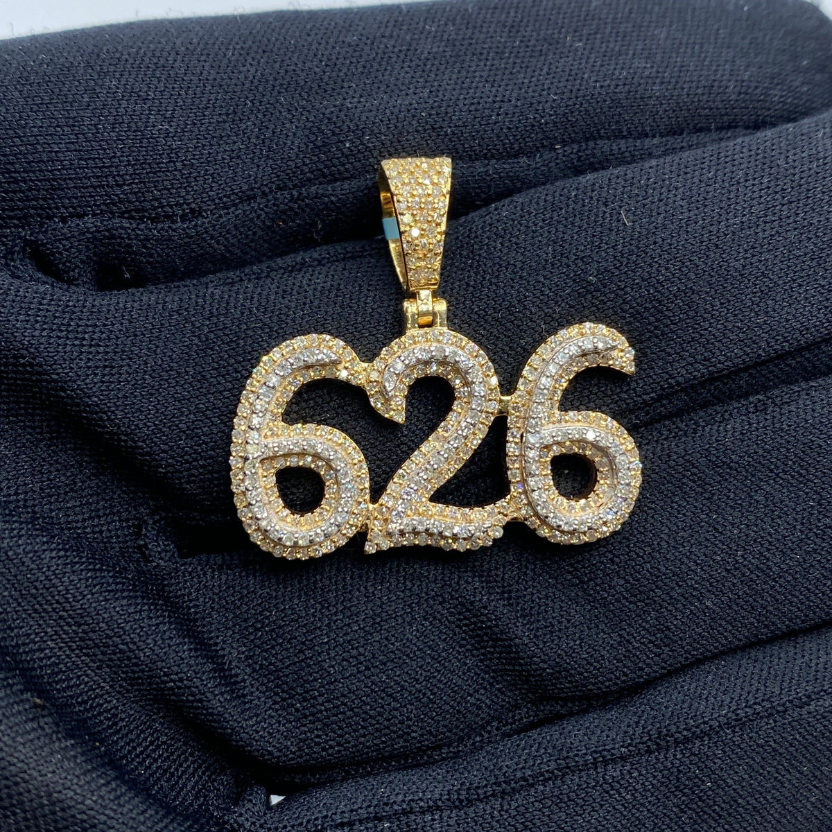 14K Gold 626 Area Code Diamond Pendant - additional product view 2