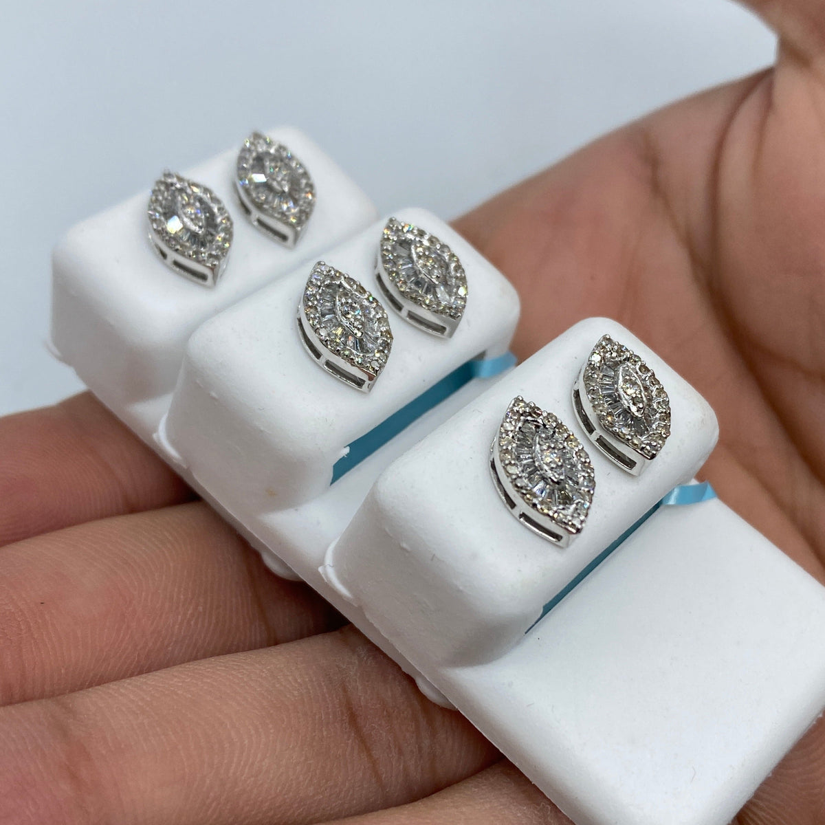 14K Gold Eye Diamond Baguette Earrings - additional product view 4