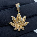14K Gold Weed Cannabis Leaf Diamond Pendant - additional product view 3