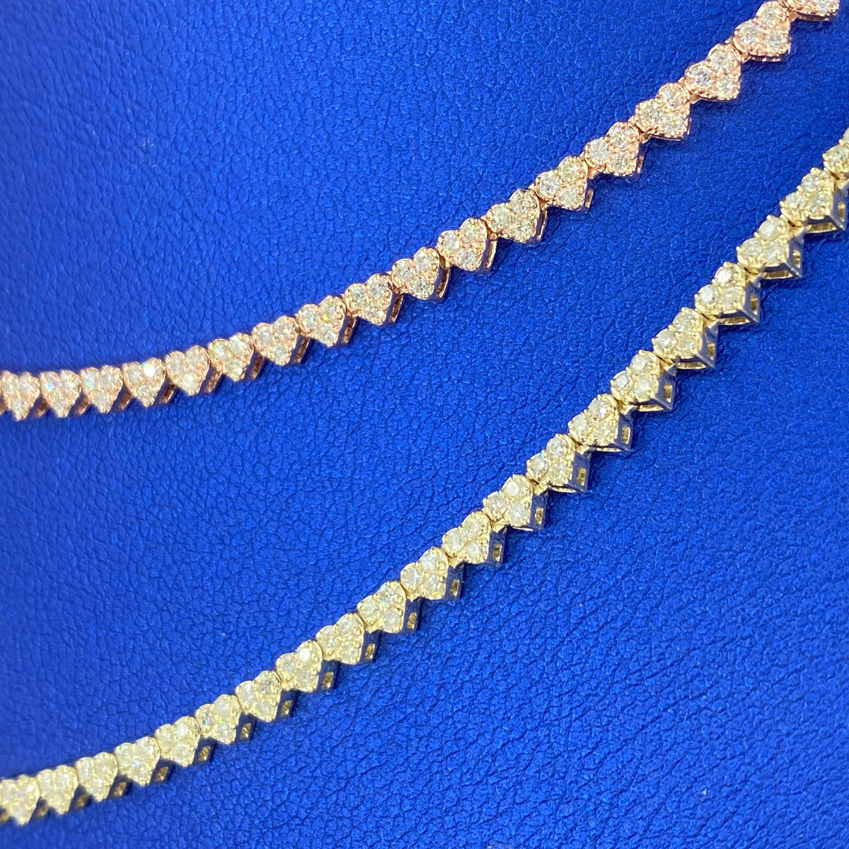 10K Gold Heart Tennis Chain Diamond Necklace - additional product view 5