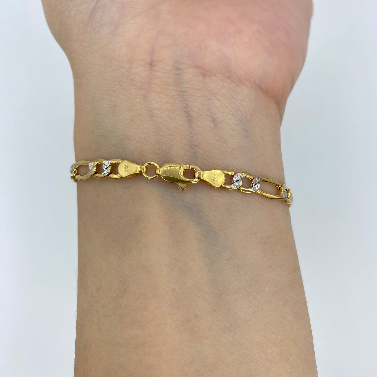 10K Gold Two-Tone Figaro Link Anklet - additional product view 3