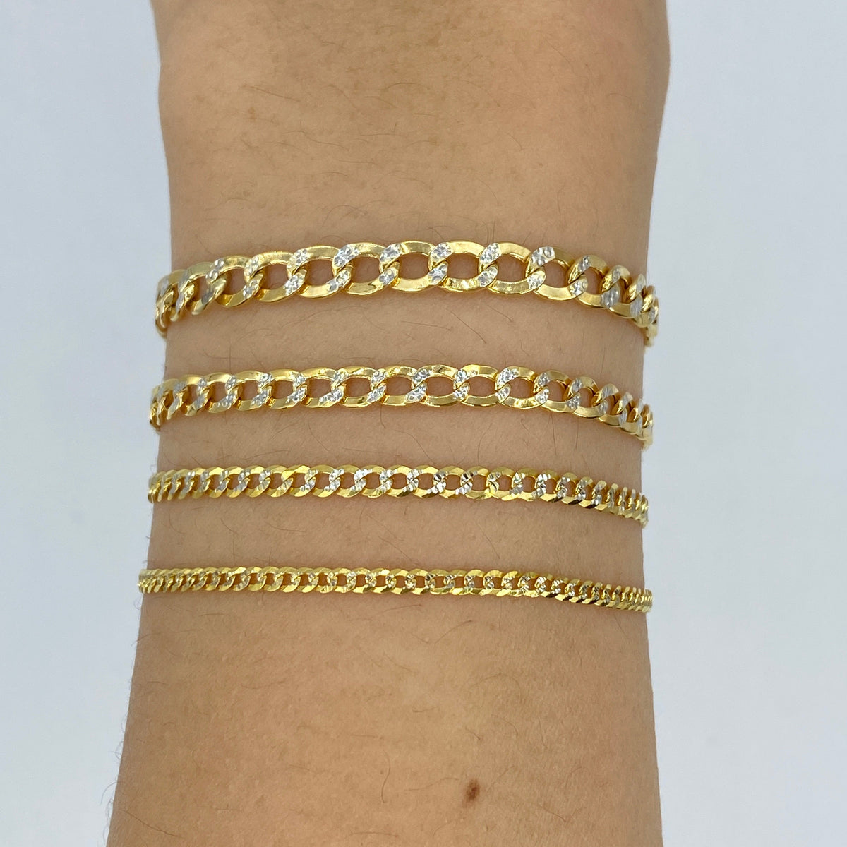 10K Gold Two-Tone Flat Cuban Link Anklet - additional product view 2