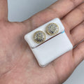 14K Gold Jumbo Halo Bloom Diamond Baguette Earrings in yellow gold - close-up product photo