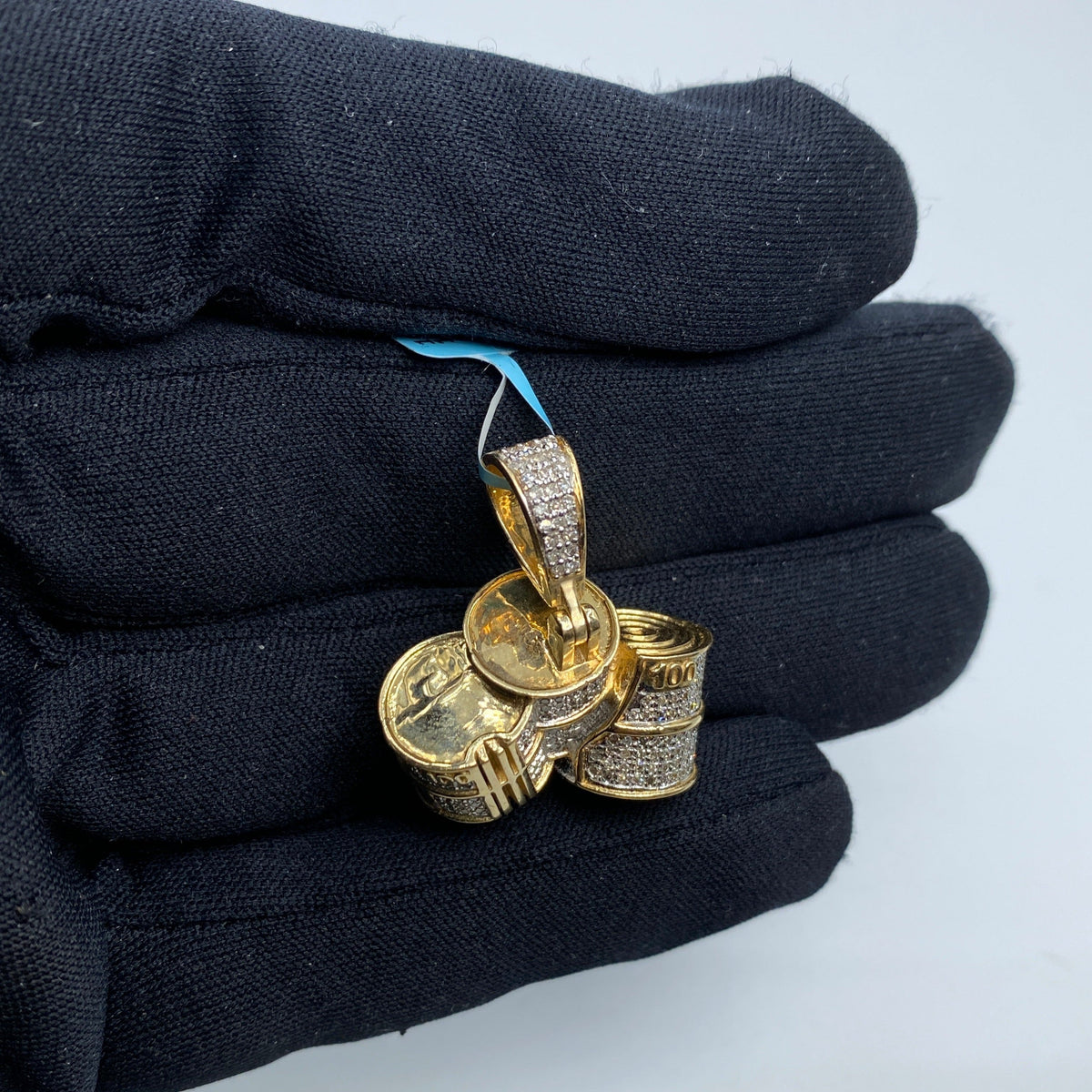 14K Gold Bundles of Cash Diamond Pendant - additional product view 5