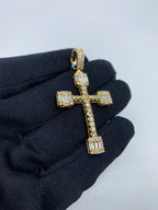 14K Gold Square Diamond Baguette Cross Pendant - additional product view 3