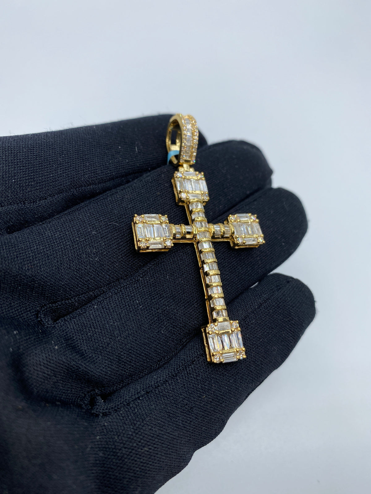 14K Gold Square Diamond Baguette Cross Pendant - additional product view 3
