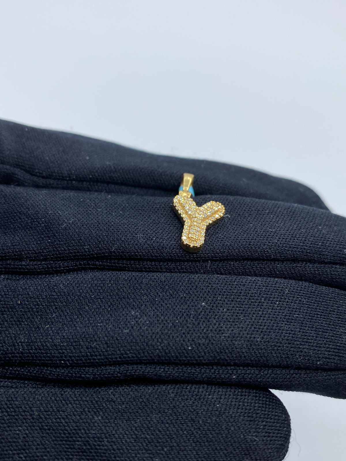 14K Gold Initial Y Bubble Diamond Pendant - additional product view 4