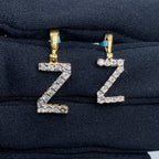 14K Gold Single Stone Initial Z Diamond Pendant - main product photo