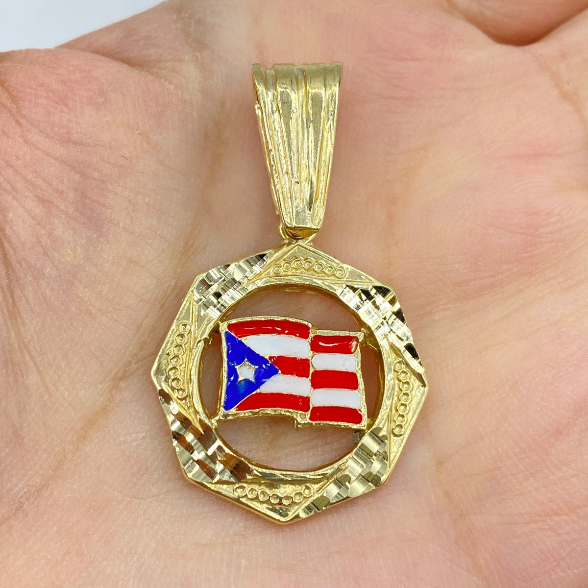 10K Faro Puerto Rico Flag Pendant - additional product view 2