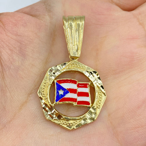 10K Faro Puerto Rico Flag Pendant - additional product view 2