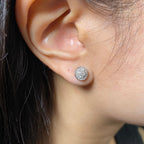 14K Gold Circle Halo Diamond Baguette Stud Earrings - additional product view 3