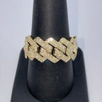 10K Gold Jumbo Monaco Cuban Link Diamond Ring - additional product view 4