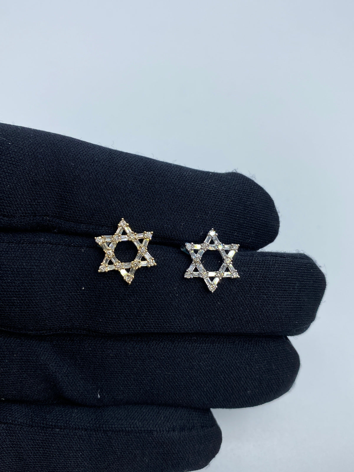 14K Gold Star of David Baguette Diamond Pendant - additional product view 6