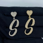 14K Gold Initial S Script Heart Diamond Pendant - main product photo