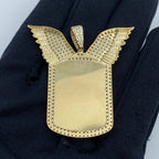 14K Gold Rectangle Angel Wings Picture Photo CZ Pendant - additional product view 4