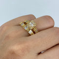 14K Gold Rectangle Diamond Baguette Engagement Ring in yellow gold - close-up product photo