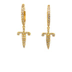 14K Gold Pave Dagger Diamond Hoop Earrings - additional product view 4