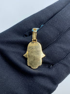 14K Gold Hamsa Solid Diamond Baguette Pendant - additional product view 4