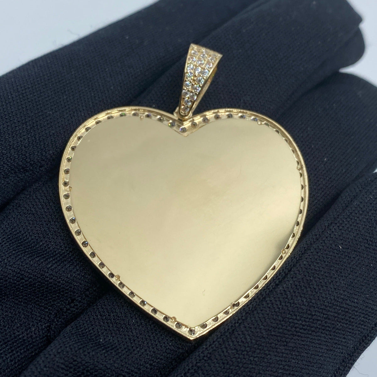 14K Gold Heart Picture Photo CZ Pendant - additional product view 4