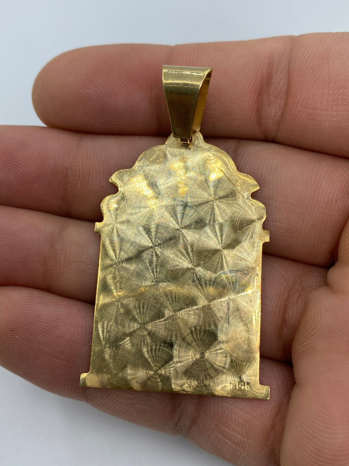 14K Gold Saint Barbara Medallion Pendant 2.0 in - additional product view 7
