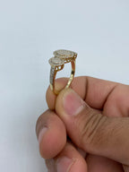 14K Gold Tri-Stone Oval Shape Diamond Engagement Ring - additional product view 3