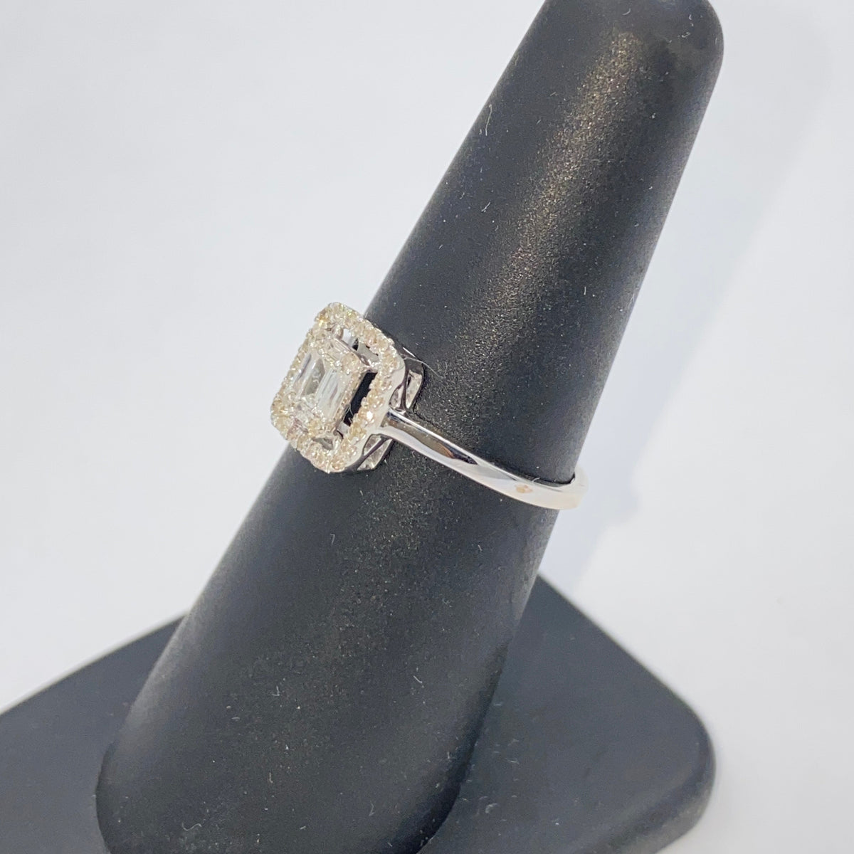 14K Gold Palace Square Halo Diamond Baguette Engagement Ring - additional product view 9