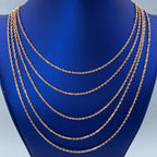 Rope Chain Necklace Real 10K Rose Gold Full Collection, 2.5mm - close-up product photo