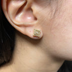 14K Gold Square Crown Diamond Baguette Stud Earrings - additional product view 5