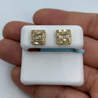 14K Gold Square Box Diamond Baguette Earrings 1.3 Ct in yellow gold - close-up product photo
