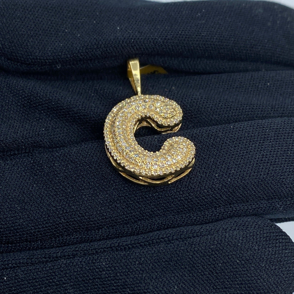 Initial C Bubble Diamond Pendant - additional product view 4