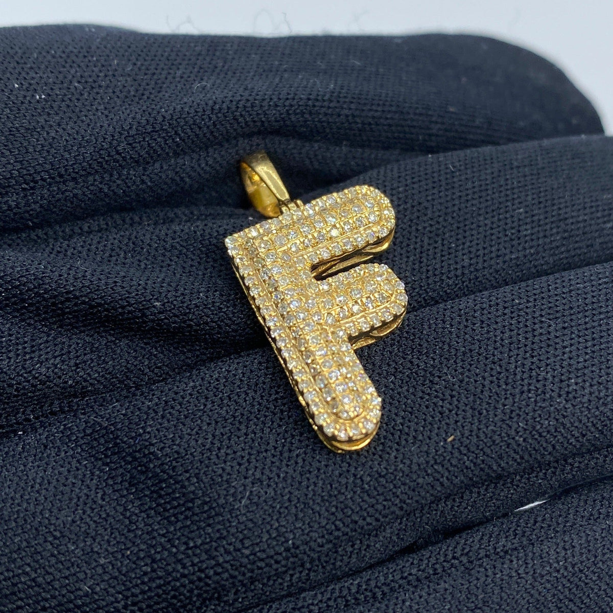 Initial F Bubble Diamond Pendant - additional product view 4