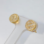 14K Gold 8.3mm Circle Diamond Baguette Earrings - additional product view 4