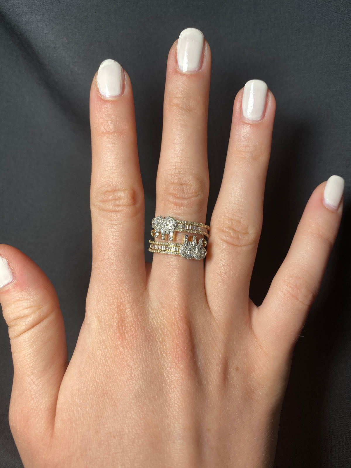 10K Gold Baguette Elephant Diamond Ring - additional product view 3