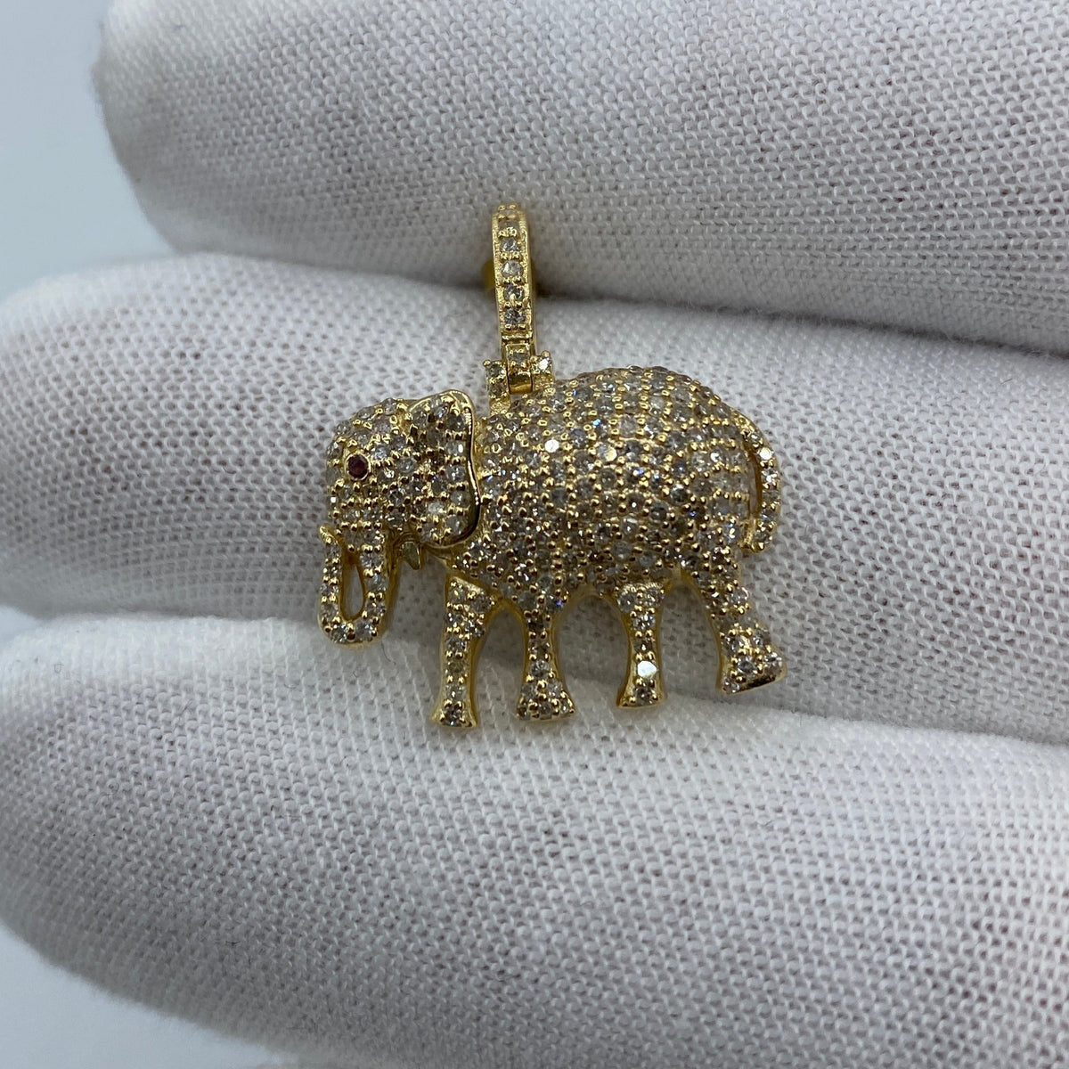 10K Gold Elephant Diamond Pendant - additional product view 4