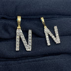 14K Gold Single Stone Initial N Diamond Pendant - additional product view 2