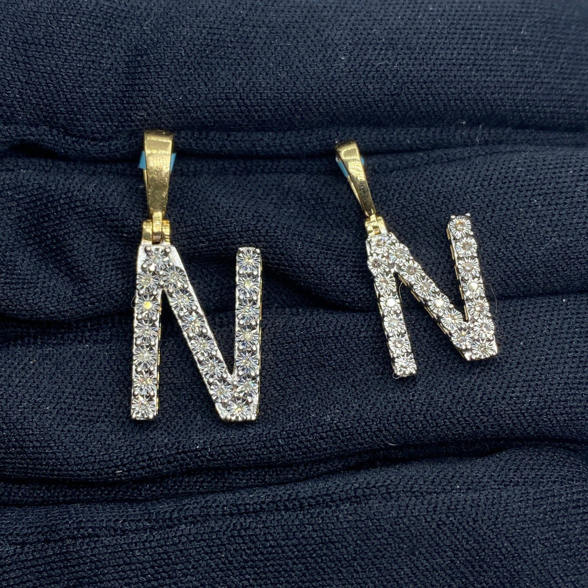 14K Gold Single Stone Initial N Diamond Pendant - additional product view 2